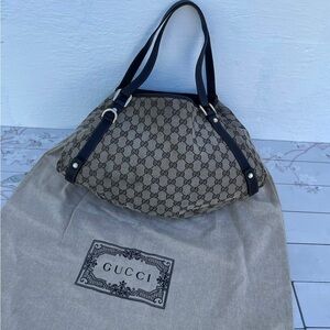 Gucci Monogram Beige and Black Shoulder Bag